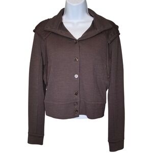Morgane Le Fay Womens Brown Hoodie Jacket Sz M Cropped Parisian French Girl